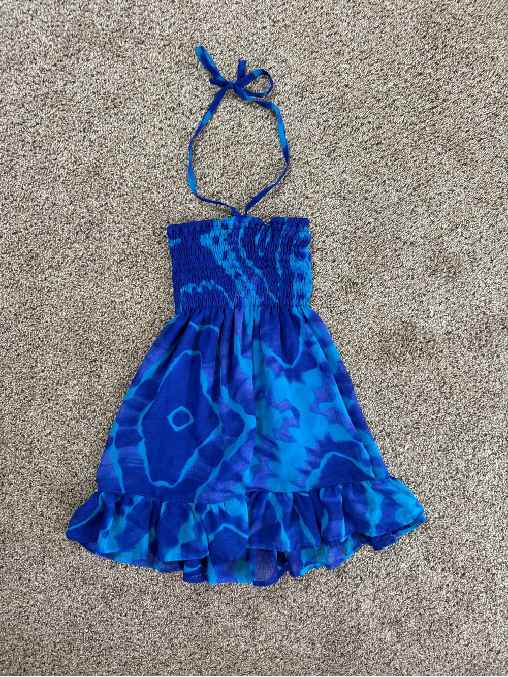 Blue Tie-Dye Halter India Boutique Dress